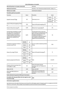 Lave-linge hublot Electrolux EW8F3814BI - ENCASTRABLE 60CM