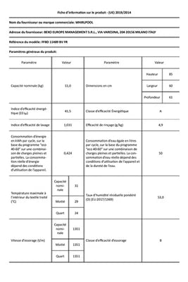 Lave-linge hublot Whirlpool FFBD11489BVFR Blanc