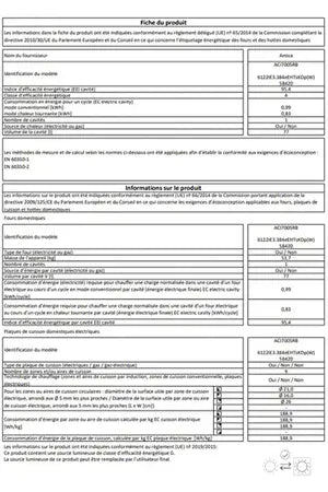 Cuisinière induction Amica ACI7005RB blanc - UBAYE ELECTROMENAGER