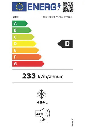 Congélateur armoire Beko RFNE448E45W - UBAYE ELECTROMENAGER