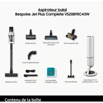 Aspirateur balai SAMSUNG Bespoke Jet Plus complete VS20B95C43W