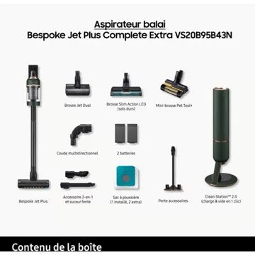 Aspirateur balai SAMSUNG Bespoke Jet Plus Complete 2 Batteries VS20B95B43N